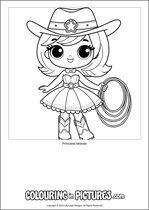 Free printable princess themed colouring page of a princess. Colour in Princess Maisie.