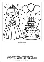 Free printable princess themed colouring page of a princess. Colour in Princess Oaklee.
