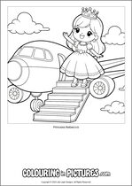 Free printable princess themed colouring page of a princess. Colour in Princess Rebecca.