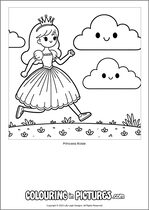Free printable princess themed colouring page of a princess. Colour in Princess Rosie.