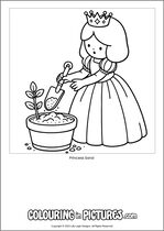 Free printable princess themed colouring page of a princess. Colour in Princess Sarai.