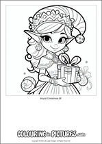 Free printable princess colouring page. Colour in Royal Christmas Elf.